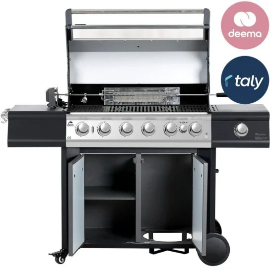 Orca Gas Grill 6 Burner + 1 Infrared Burner + 1 Side Burner - Black